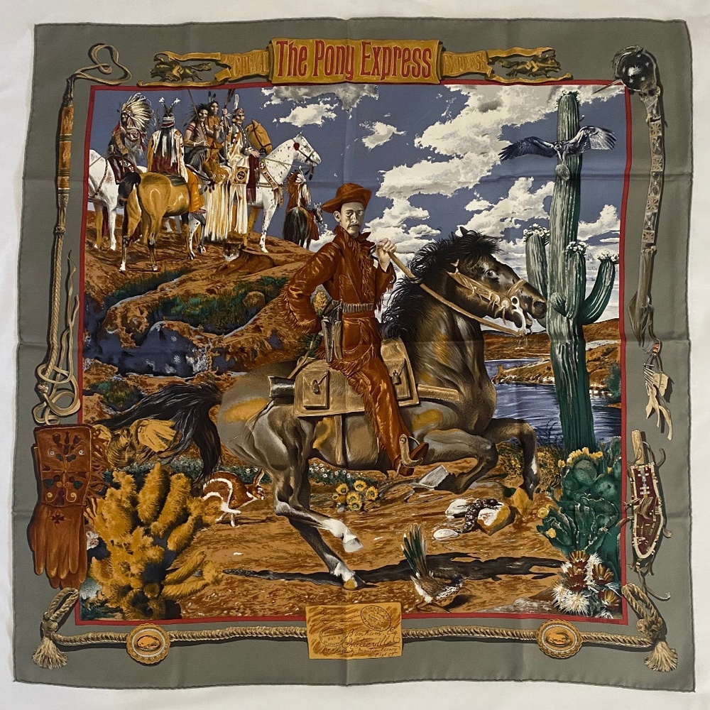 Hermes Silk Scarf "The Pony Express" Design